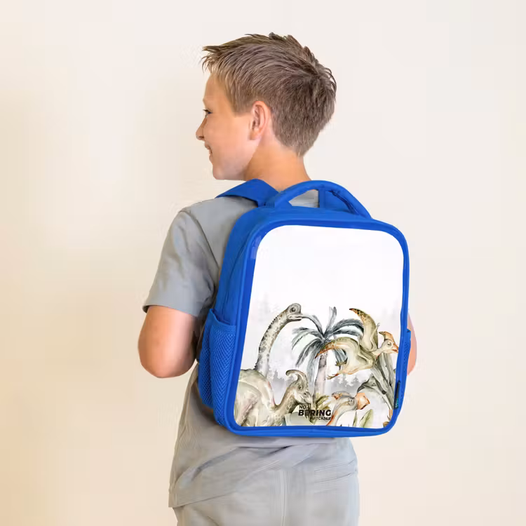 Kids backpack - Blue - Dinos in a rugged landscape — 2