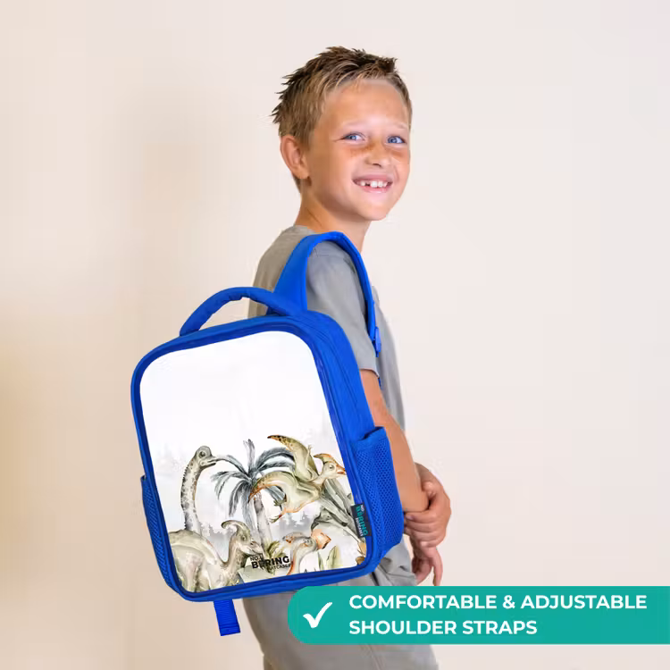 Kids backpack - Blue - Dinos in a rugged landscape — 4