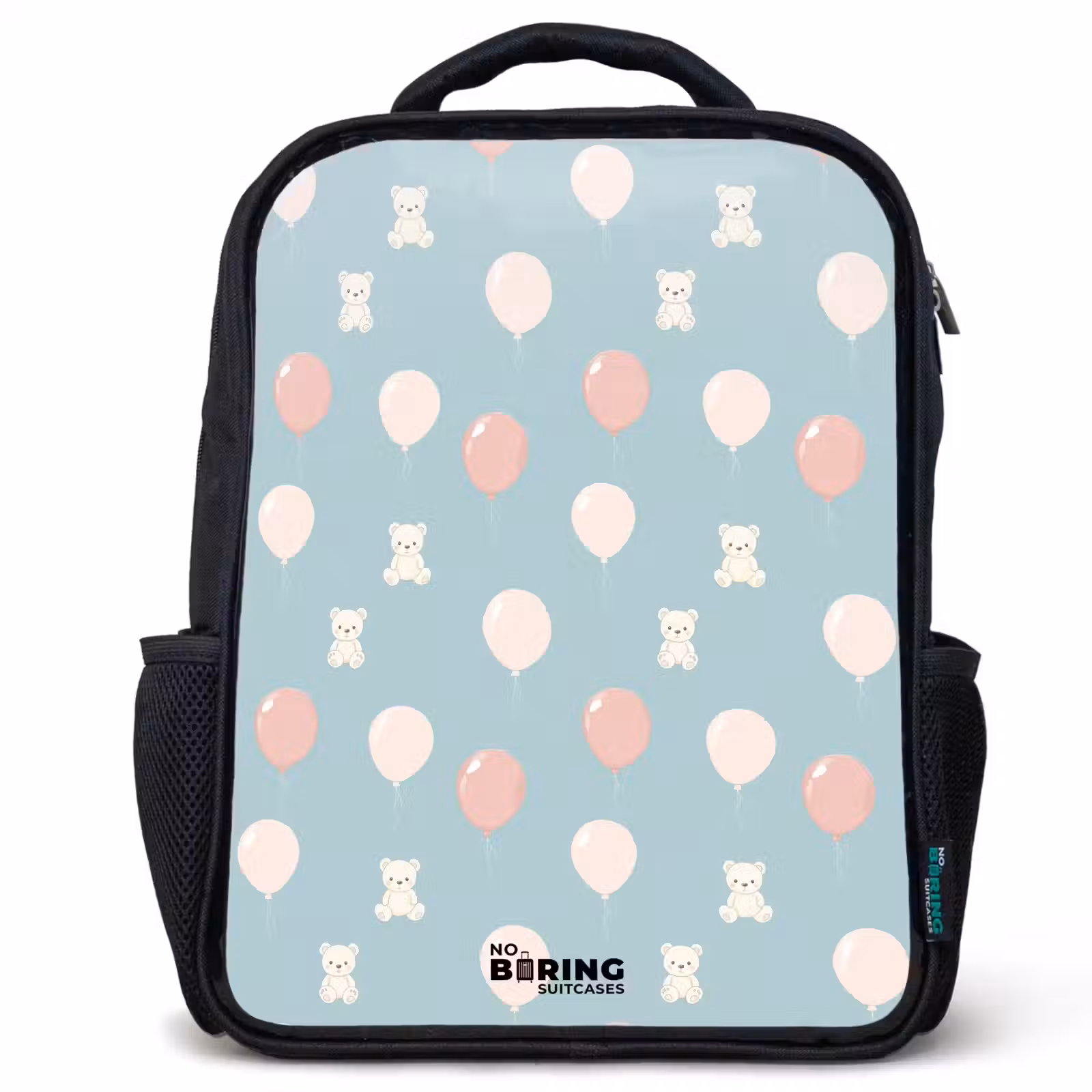 Kids backpack - Black - Bears in hot air balloons among clouds and balloons — 1