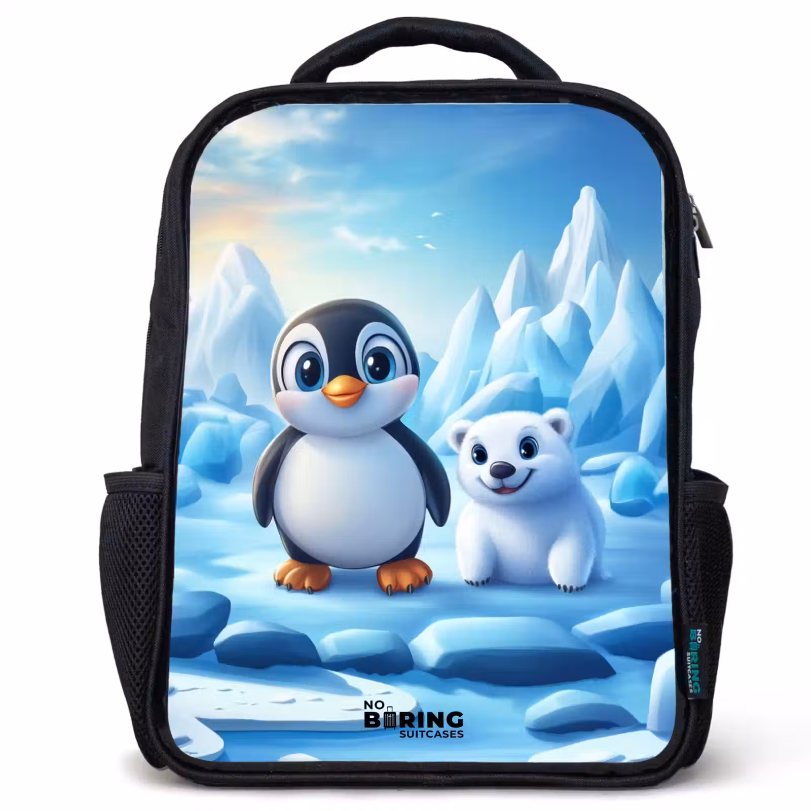 Kids backpack - Black - Penguin and polar bear on ice floes — 1