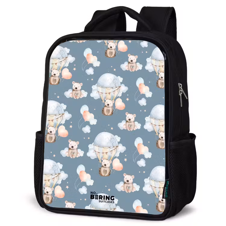 Kids backpack - Black - Bears in hot air balloons among clouds and balloons — 6