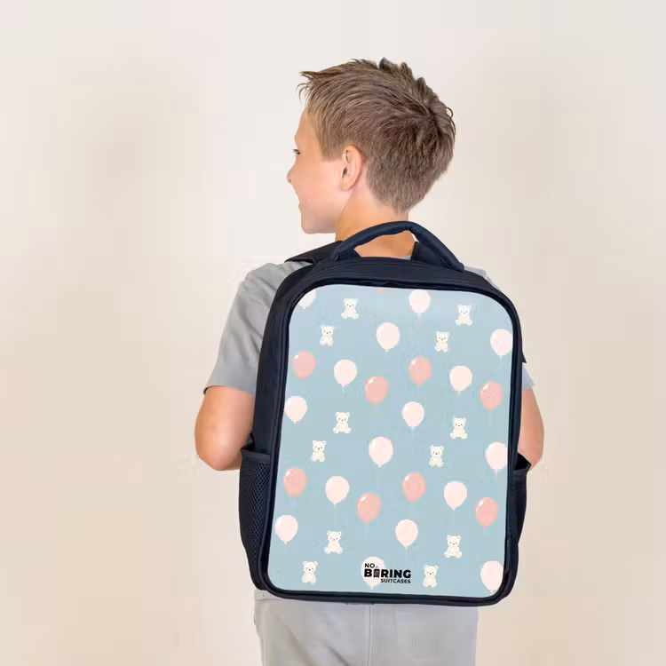 Kids backpack - Black - Bears in hot air balloons among clouds and balloons — 2