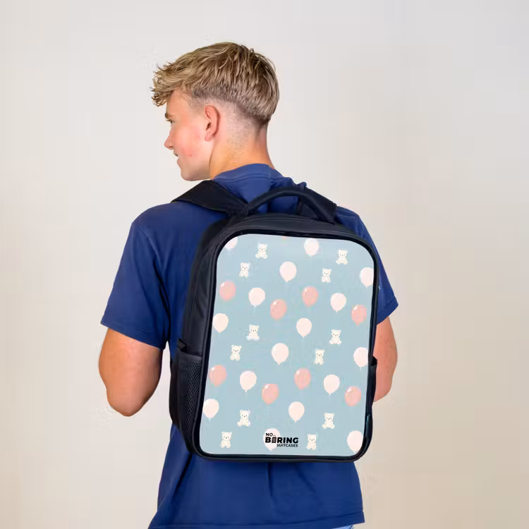 Kids backpack - Black - Bears in hot air balloons among clouds and balloons — 5