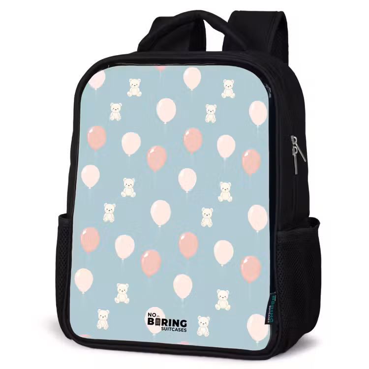 Kids backpack - Black - Bears in hot air balloons among clouds and balloons — 6