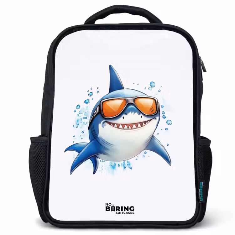 Kids backpack - Black - Cool shark with sunglasses in the water — 1
