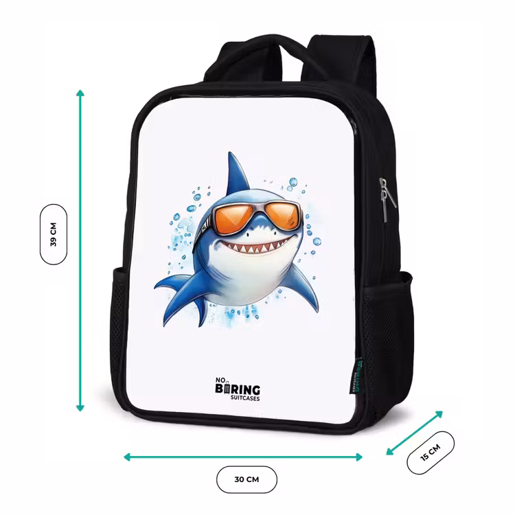 Kids backpack - Black - Cool shark with sunglasses in the water — 8