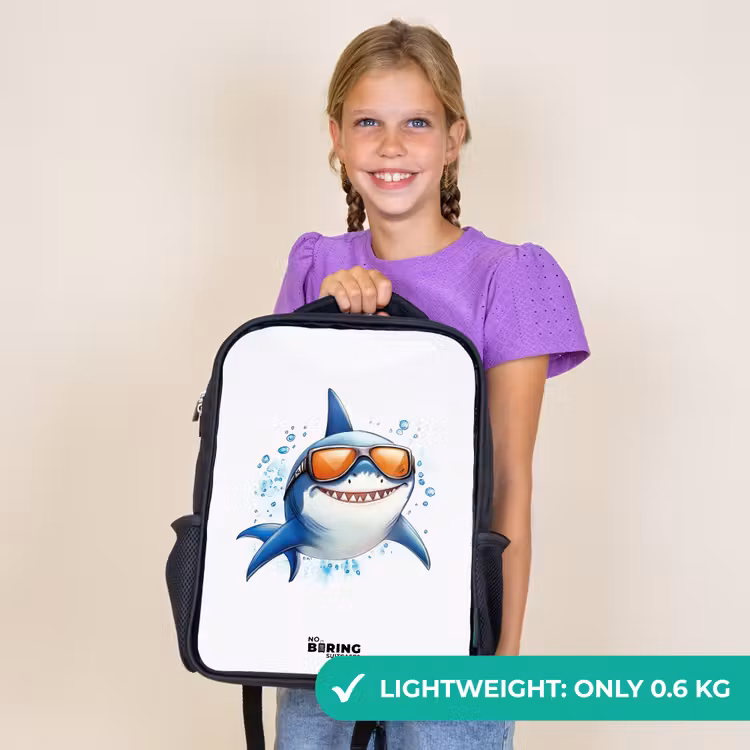 Kids backpack - Black - Cool shark with sunglasses in the water — 9