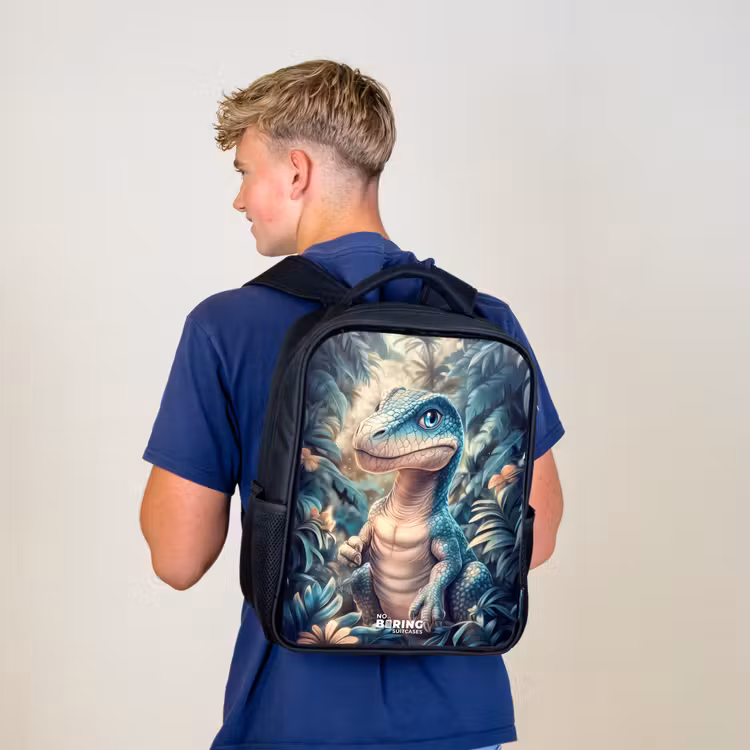 Kids backpack - Black - Dino in mystical jungle with moonlight — 5