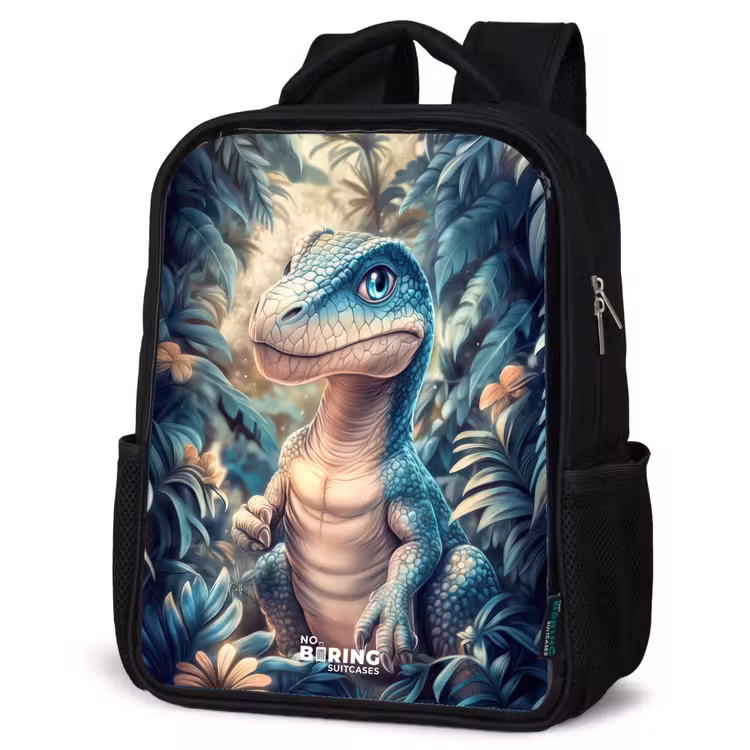 Kids backpack - Black - Dino in mystical jungle with moonlight — 6