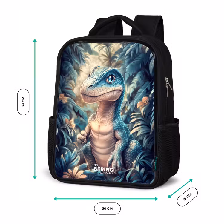 Kids backpack - Black - Dino in mystical jungle with moonlight — 8