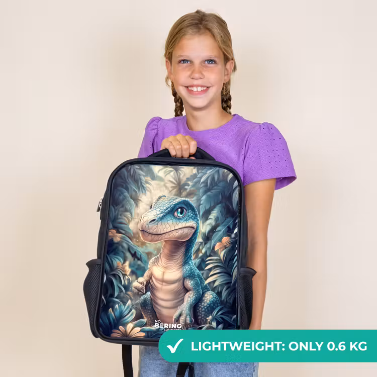 Kids backpack - Black - Dino in mystical jungle with moonlight — 9