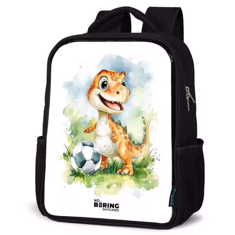 Kids backpack - Black - Dino with soccer in colorful field — 6