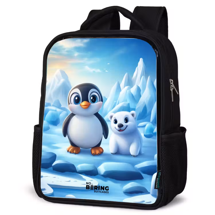 Kids backpack - Black - Penguin and polar bear on ice floes — 6