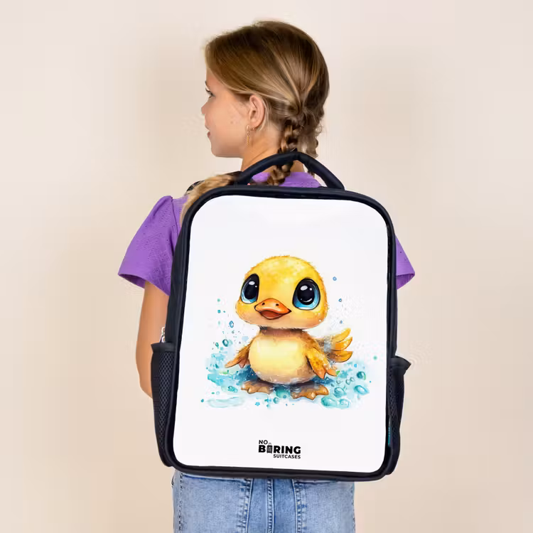 Kids backpack - Black - Sweet duckling with blue eyes and water splashes — 4