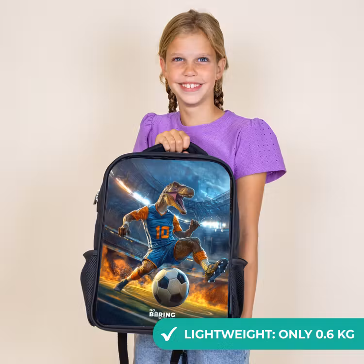 Kids backpack - Black - T-Rex as soccer player in full stadium — 9