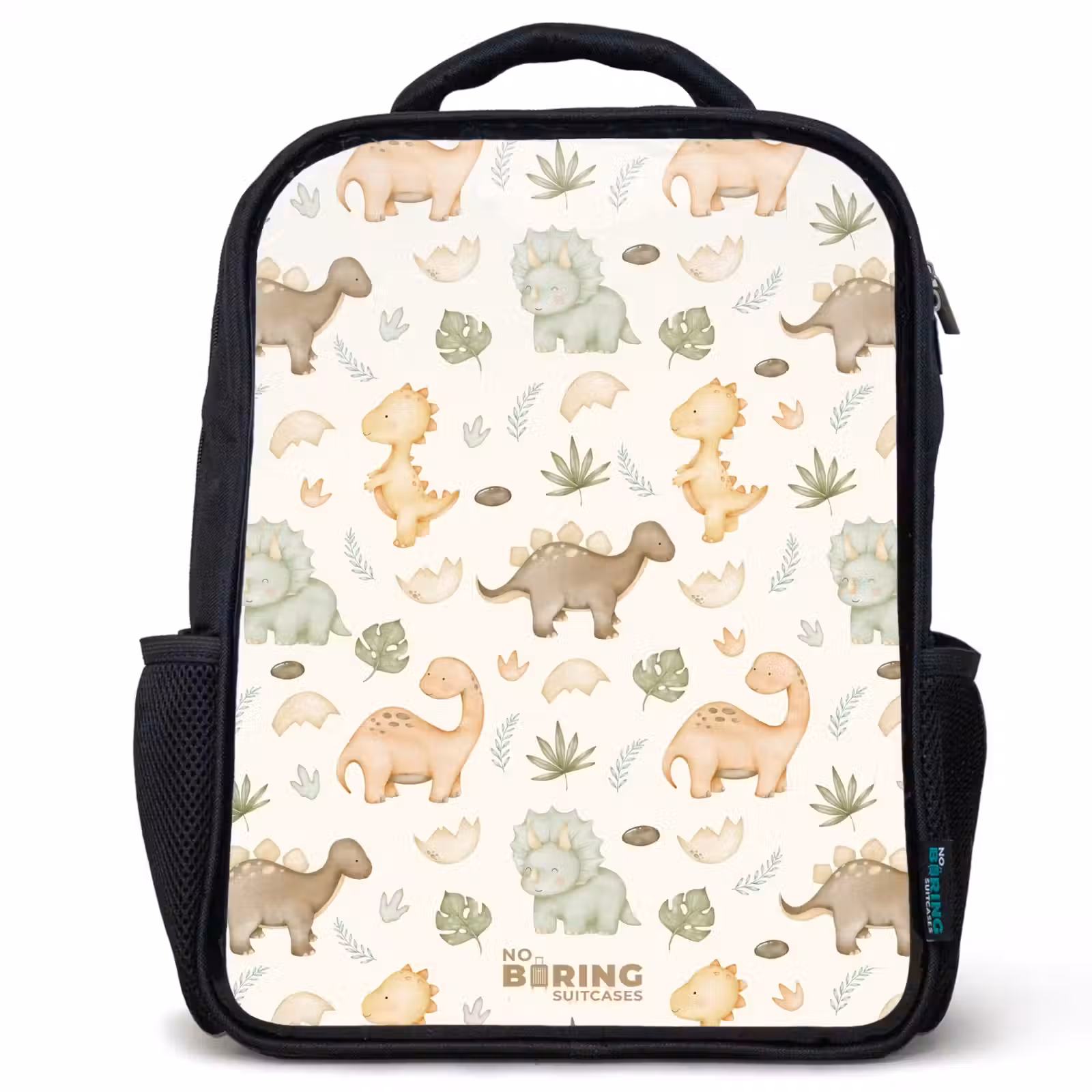 Kids backpack - Black - Dino pattern in pastel colors — 1