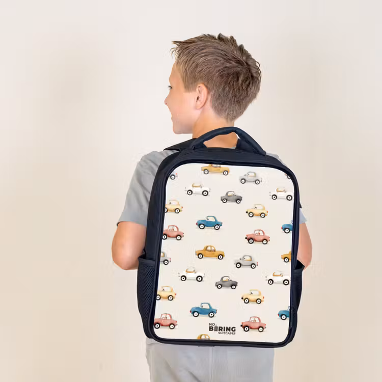 Kids backpack - Black - Colorful retro cars — 2