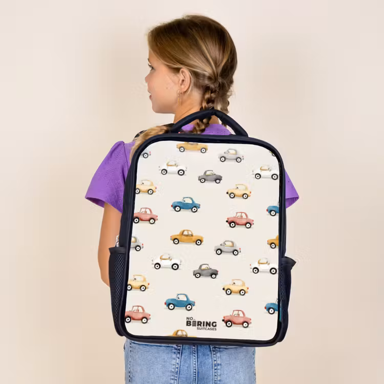 Kids backpack - Black - Colorful retro cars — 4
