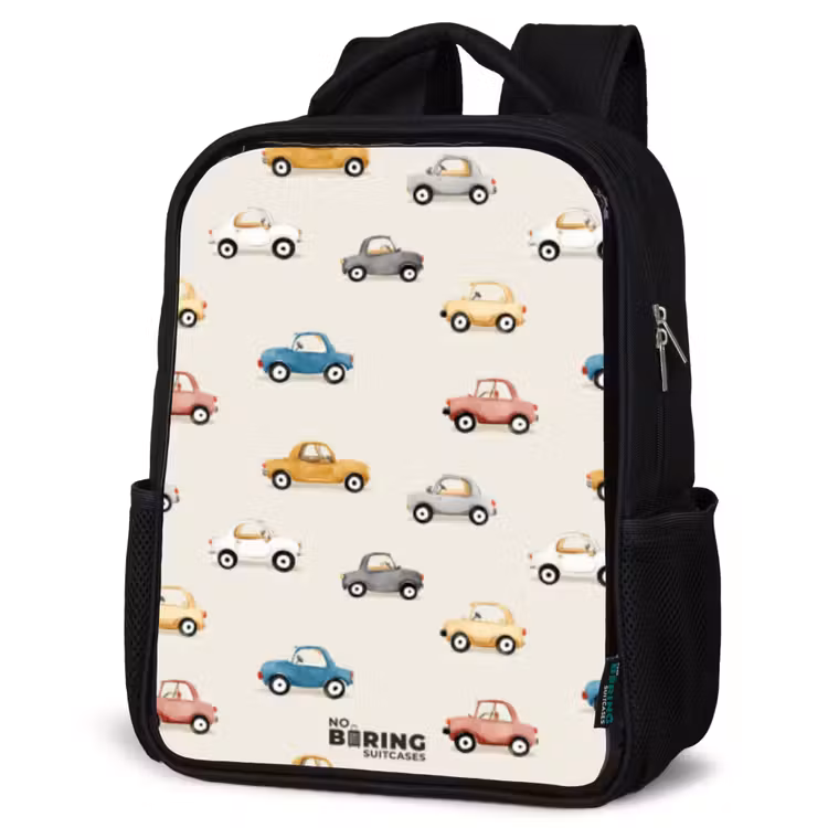 Kids backpack - Black - Colorful retro cars — 6