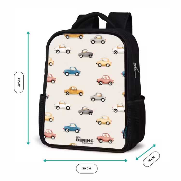 Kids backpack - Black - Colorful retro cars — 8