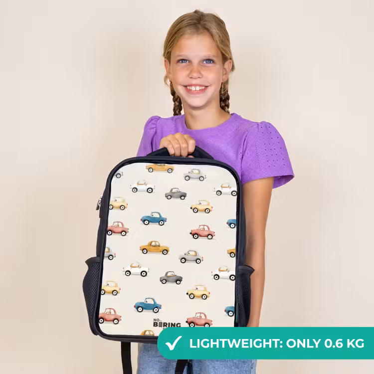 Kids backpack - Black - Colorful retro cars — 9
