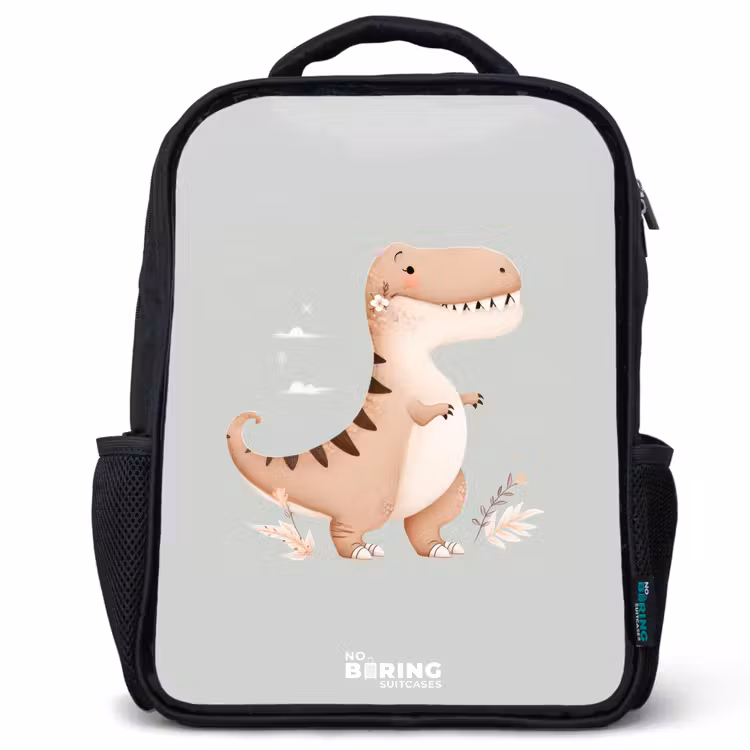 Kids backpack - Black - Dino in beige and gray colors — 1