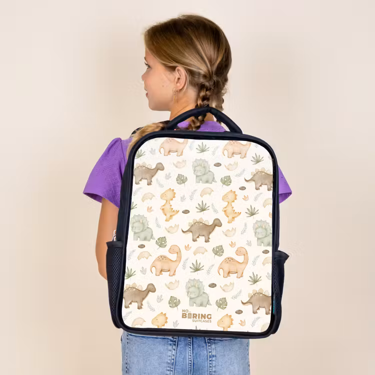 Kids backpack - Black - Dino pattern in pastel colors — 4
