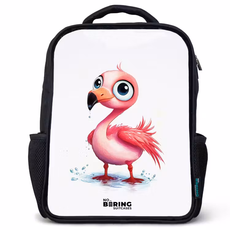 Kids backpack - Black - Pink flamingo in the water — 1