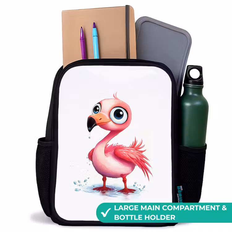 Kids backpack - Black - Pink flamingo in the water — 10