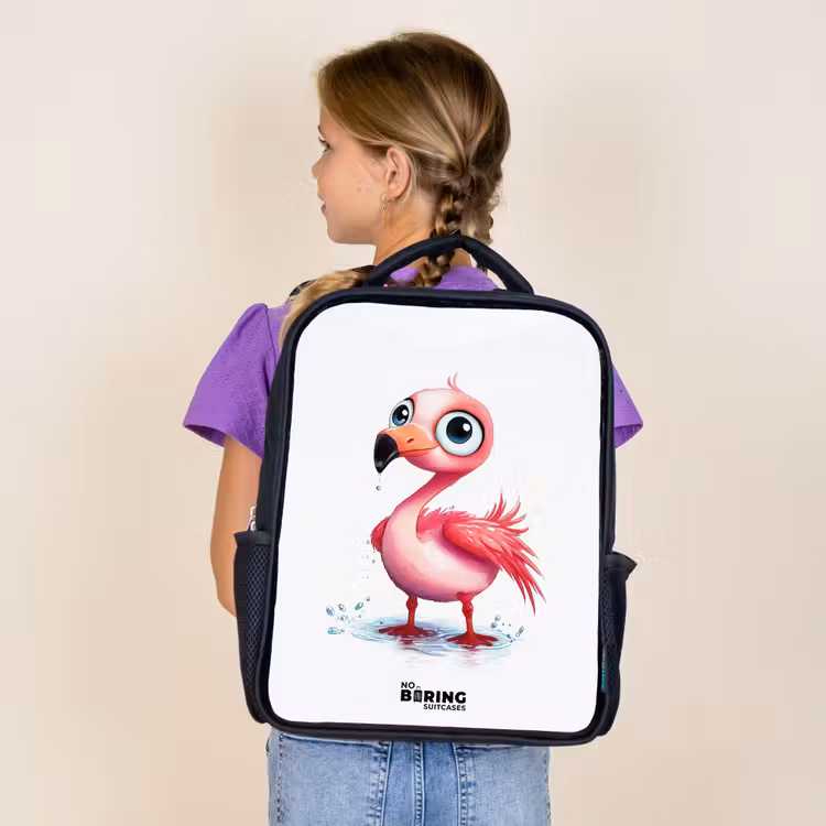 Kids backpack - Black - Pink flamingo in the water — 4