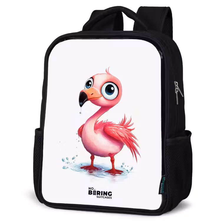 Kids backpack - Black - Pink flamingo in the water — 6
