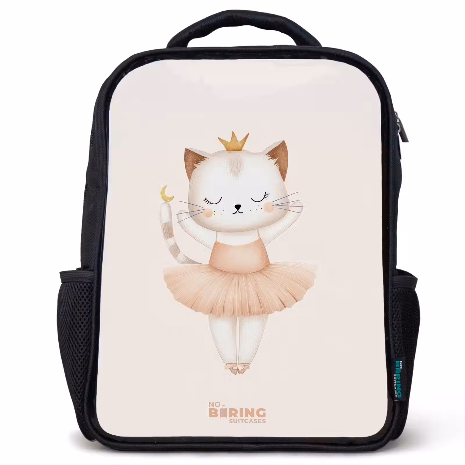 Kids backpack - Black - Ballerina kitten in beige colors — 1