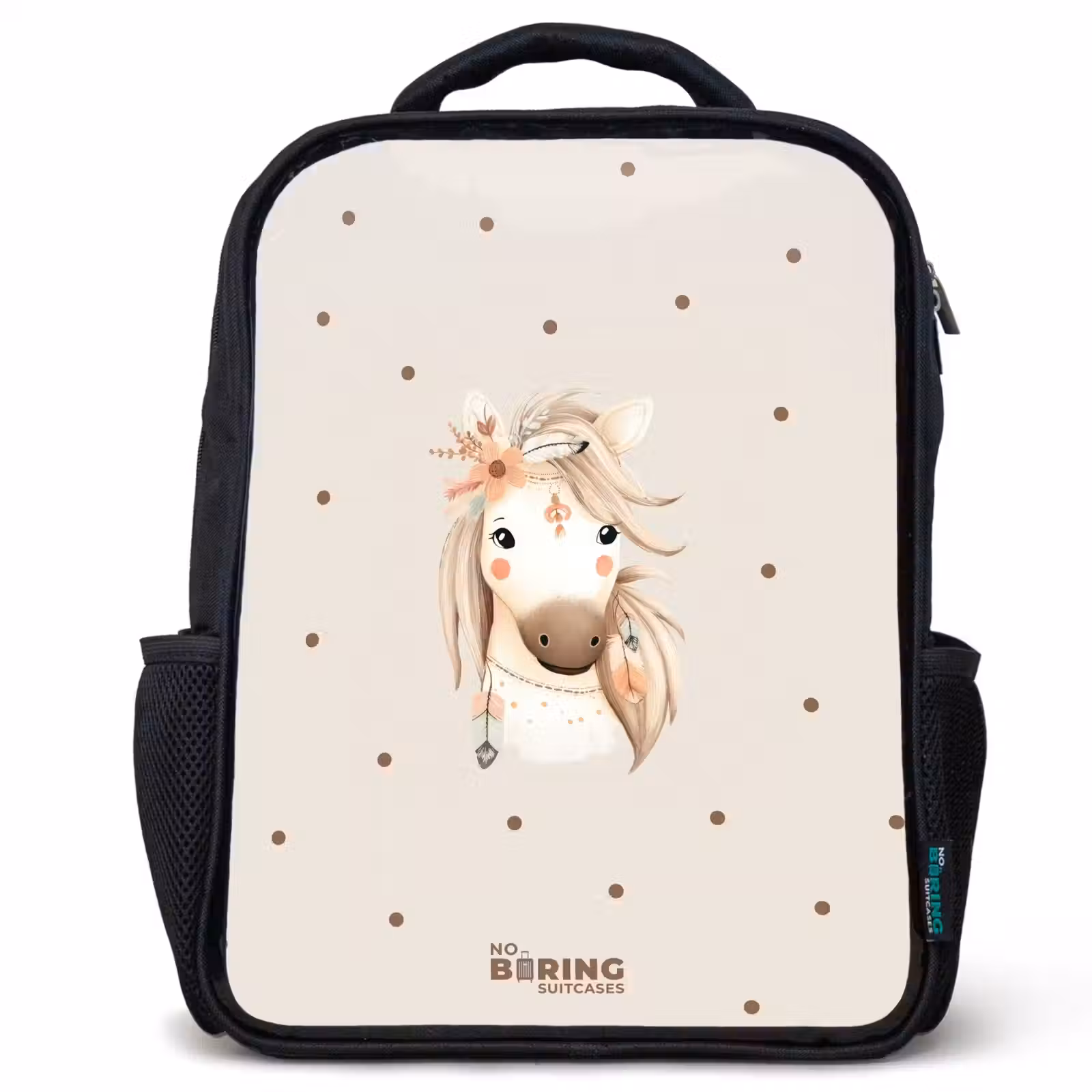 Kids backpack - Black - Bohemian horse in pastel colors — 1