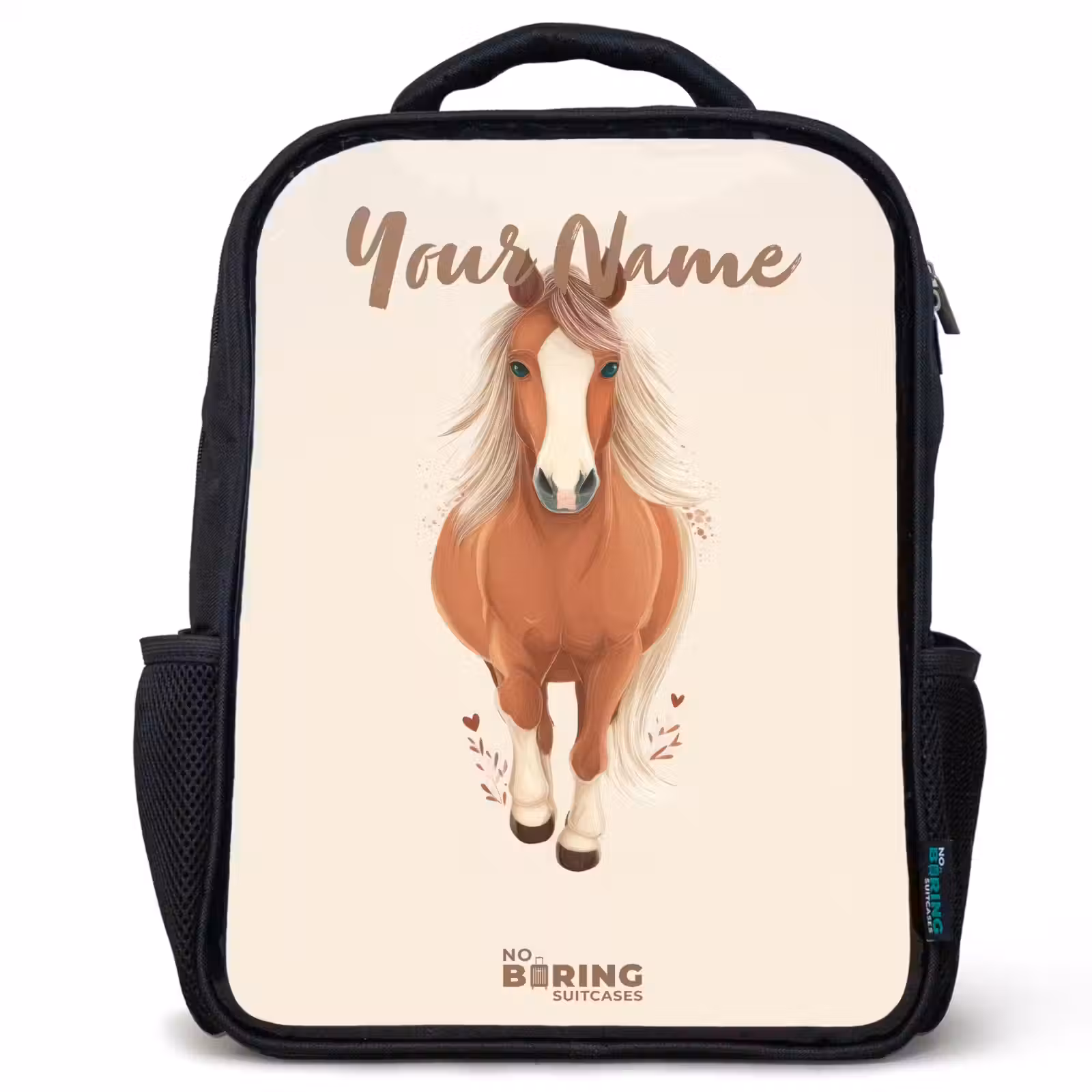 Kids backpack - Black - Brown horse in gallop — 1