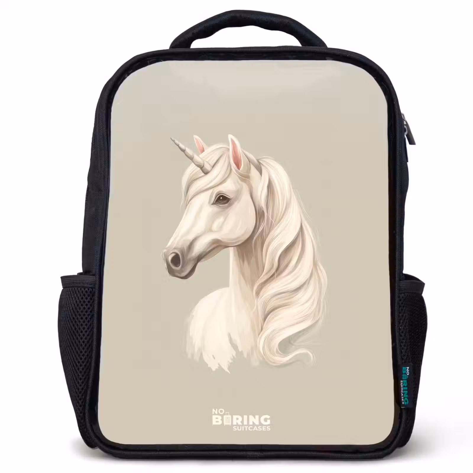 Kids backpack - Black - Unicorn in neutral colors — 1
