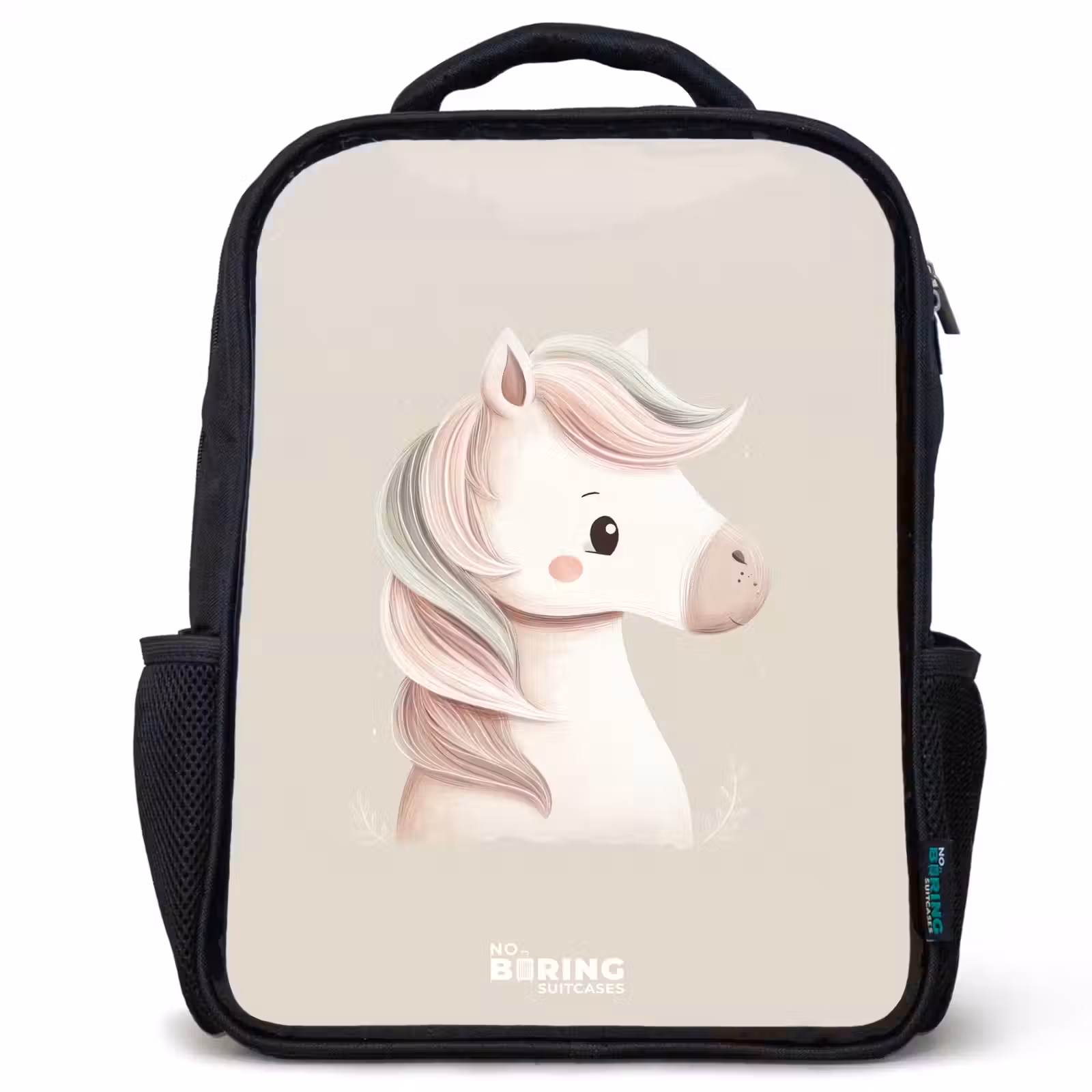 Kids backpack - Black - Unicorn in pink pastel colors — 1