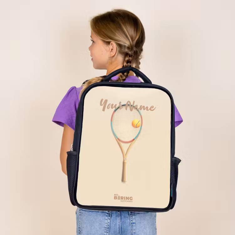 Kids backpack - Black - A tennis racket in beige shades — 4