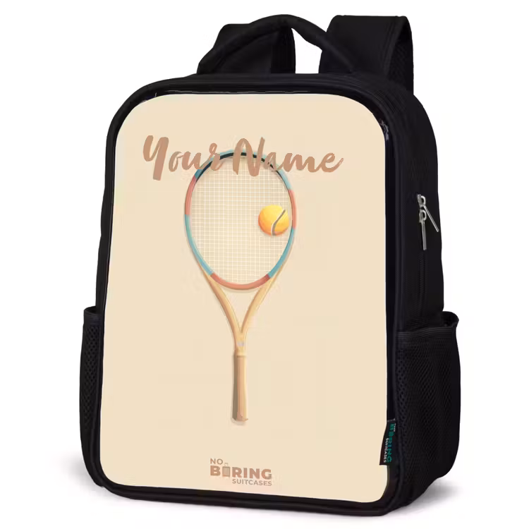 Kids backpack - Black - A tennis racket in beige shades — 6