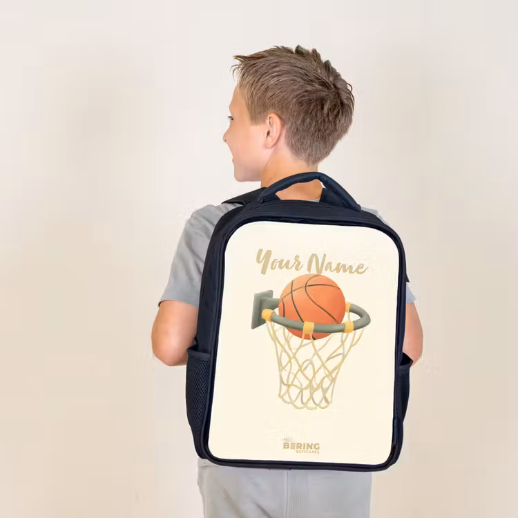Kids backpack - Black - Basketball in neutral colors — 2
