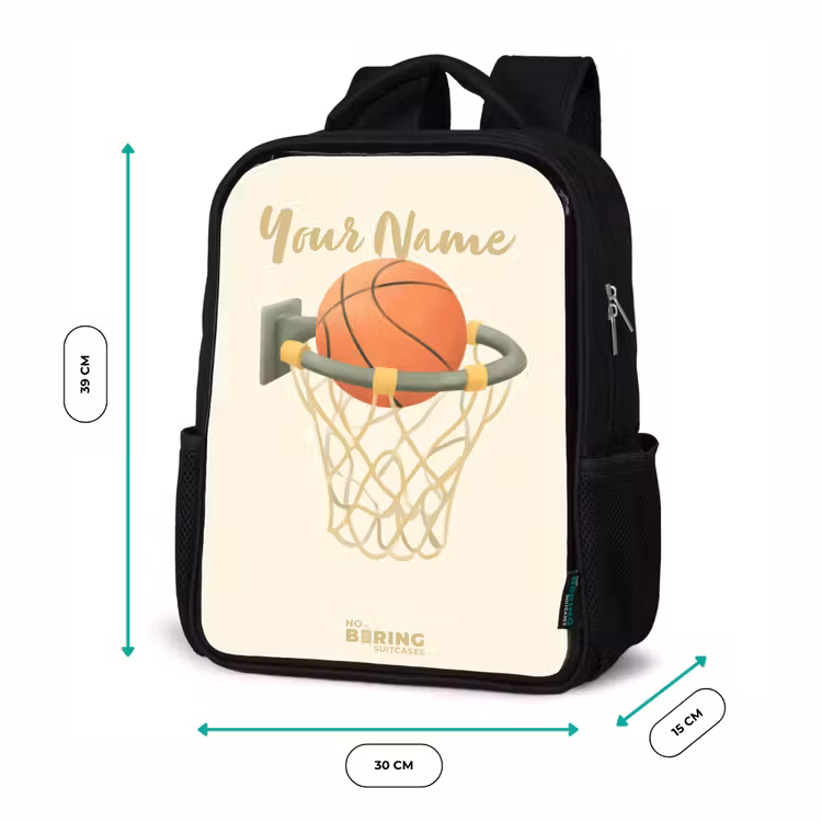 Kids backpack - Black - Basketball in neutral colors — 8