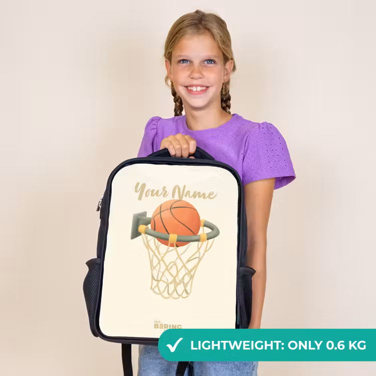 Kids backpack - Black - Basketball in neutral colors — 9