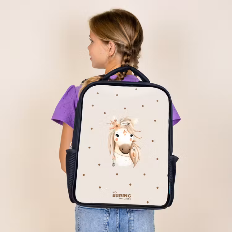 Kids backpack - Black - Bohemian horse in pastel colors — 4