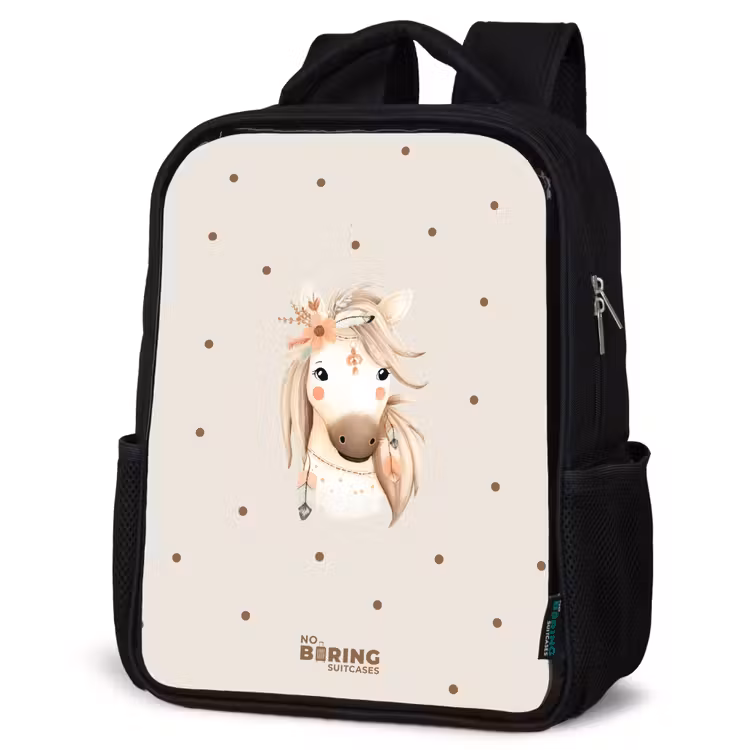 Kids backpack - Black - Bohemian horse in pastel colors — 6