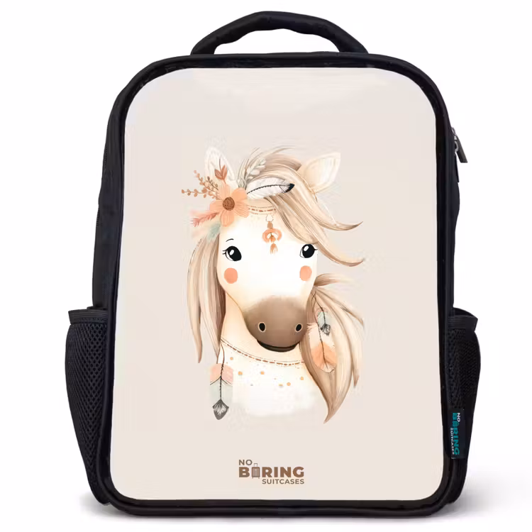 Kids backpack - Black - Bohemian horse in pastel colors — 1