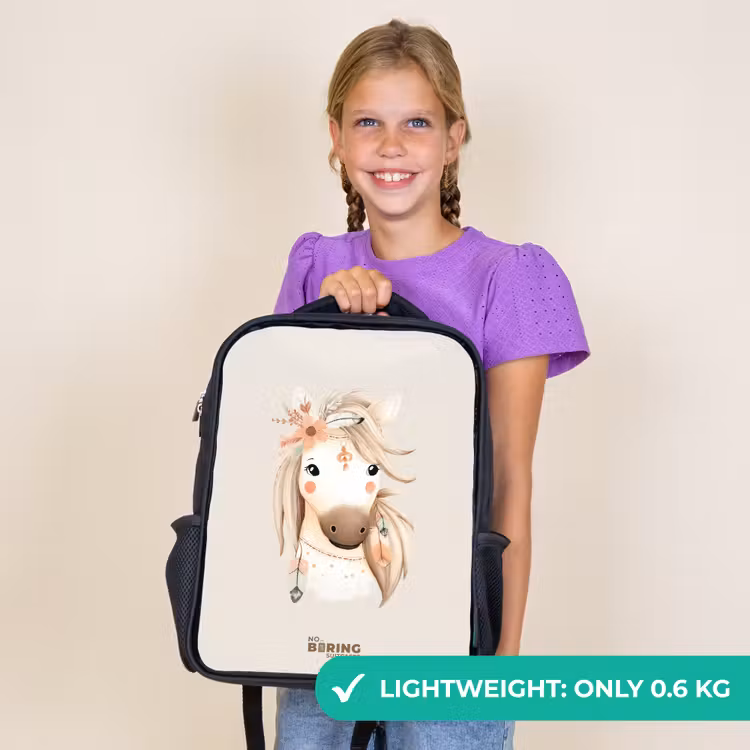 Kids backpack - Black - Bohemian horse in pastel colors — 9