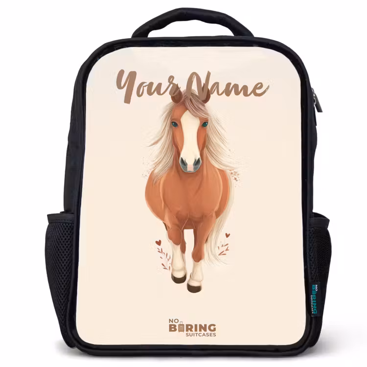 Kids backpack - Black - Brown horse in gallop — 1