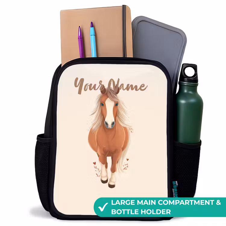 Kids backpack - Black - Brown horse in gallop — 10