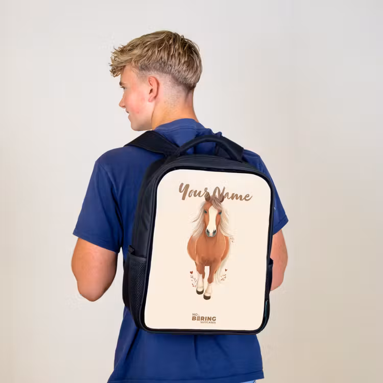 Kids backpack - Black - Brown horse in gallop — 5