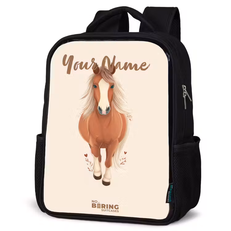 Kids backpack - Black - Brown horse in gallop — 6