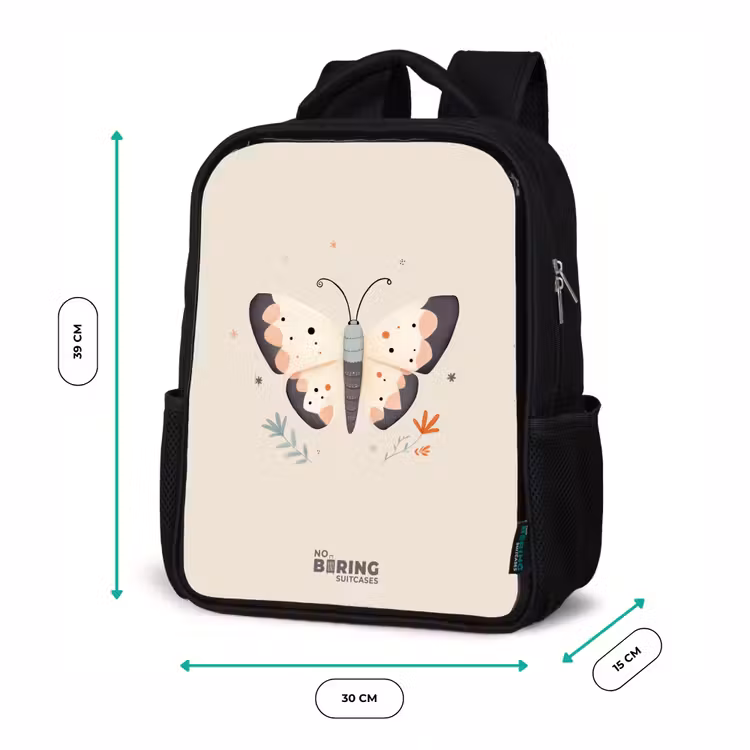 Kids backpack - Black - Butterfly in neutral pastel colors — 8